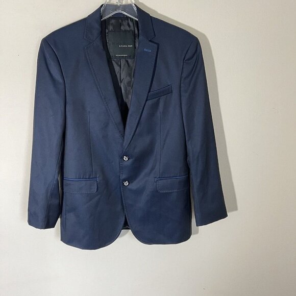 ZARA MAN Mens Blazer Jacket Navy Blue Sport Coat Casual Suit Jacket Size 38 - Picture 1 of 7